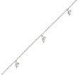9"+1" Extension Rhodium Plated Anklet with Dolphin and CZ Drops