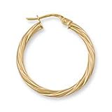 Image of Jewelco London 9ct Yellow gold 2.5mm round-tube Twisted hoop earrings ( 1g )