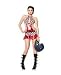 2 pc checkered chic tie-back halter dress & belt red medium/