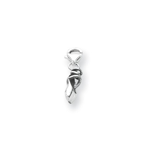 Ballet Shoe Clip-on Charm in Sterling Silver for 3mm Reflections, Expression, Kera, Pandora and SilveRado Bracelets & Necklaces