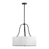 IMAGE OF Quorum 827-4-86 Arcus - Four Light Pendant, Oiled Bronze Finish with White Glass