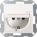 Produkt-Bild: Kombi-Steckdose, mit Klappdeckel, reinwei&szlig; gl&auml;nzend, GIRA System 55