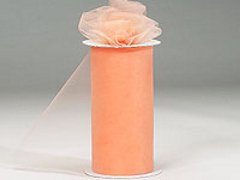 Tulle Spool - 6" x 25 Yards (75 Ft) - 100% Nylon - Peach - Gift Wrap Packaging-Wedding Favors