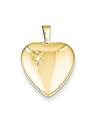 Genuine IceCarats Designer Jewelry Gift Gold Plated Sterling Silver & Diamond 16Mm Heart Locket