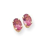 14k Pink Topaz 7x5 Oval Post Earrings