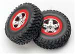 Traxxas 5875A Front Satin Chrome Wheels and Off-Road Tires, Slash