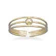 Gold Plated 3 Row Toe Ring with Bead