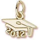 Rembrandt Charms 2012 Graduation Cap Charm, 22K Yellow Gold Plate on Sterling Silver, Engravable