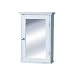 White wood with Glass Mirror Door and Chrome Handle.