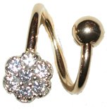 14 karat gold Twisty Belly Button Ring with Flower