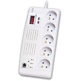 Leacom NetStrip200+ - Multiprise 5 prises CPL 200 Mbps filtrées avec système parafoudre
