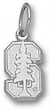 Stanford Cardinal Solid Sterling Silver ''S'' Tree 3/8'' Pendant