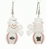 Milwaukee Brewers Set of 1" Snowman Baseball Earrings - MLB Baseball