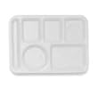 Food Service Rectangular Compartment Lunch Tray, 6 Compartment, Left-Handed, Polypropylene, White