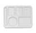 Food Service Rectangular Compartment Lunch Tray, 6 Compartment, Left-Handed, Polypropylene, White