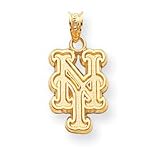 14K Yellow Gold New York NY Mets Logo Pendant Charm