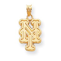 14K Yellow Gold New York NY Mets Logo Pendant Charm