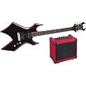 B.C. Rich Red Bevel Warlock Guitar Pack, Black with Red Bevels