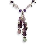 Sterling Silver Amethyst/Prehnite/Lavender & Green Quartz Necklace - 16 Inch