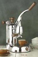 La Pavoni PSW-16 Stradavari 16-Cup Espresso Machine, Chrome with Wood Handles