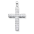 Sterling Silver CZ (Cubic Zirconia) Cross Pendant with 20 Inch Sterling Silver Chain