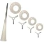 9-Piece Universal Snack Stick Funnel Kit, (1 10mm SS snack stick funnel, 4 stuffing stars & 4 adapter flanges