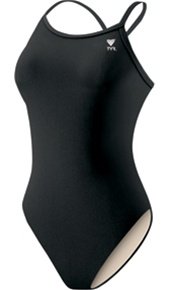 TYR Sport Girls' Solid Diamondback Swim Suit,Black,26