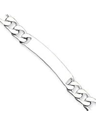Sterling Silver Polished Engraveable Figaro Link ID Bracelet