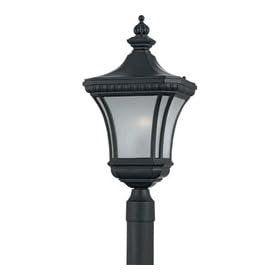 Quoizel DE9256K Devon 23-Inch Medium Post Lantern with Linear Frosted Glass, Mystic Black