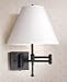 State Street Collection 1 Light Swing Arm Wall Sconce with Classic White Faux Silk Em...