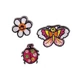 Embroidered Iron On Patch EP199 - Daisy, Butterfly & Ladybug