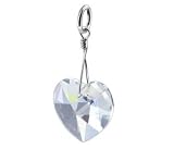Clear Swarovski Crystal Heart Pendant Charm with Sterling Silver Bail
