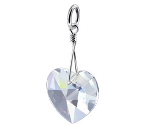 Clear Swarovski Crystal Heart Pendant Charm with Sterling Silver Bail