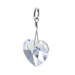 Clear Swarovski Crystal Heart Pendant Charm with Sterling Silver Bail