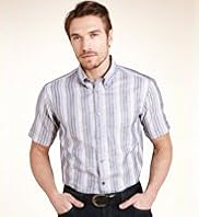 2 Longer Blue Harbour Linen Blend Bold Striped Shirt