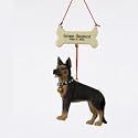 GERMAN SHEPHERD W/BONE ORNAMENT - 4" RESIN PAINTED GERMAN SHEPHERD W/BONE PERSONALIZE ORNAMENT - Christmas Ornament