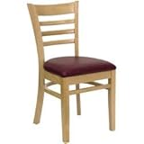 HERCULES Ladder Back Natural Wood Chair with Burgundy Vinyl Seat - XU-DGW00 ....