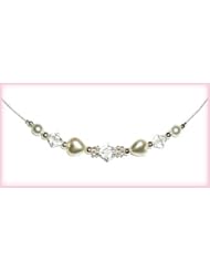 LDS Girls Beautiful sterling silver baptism necklace for that special occasion featuring pearl hearts with shimmering lead-free crystals! This measures 13" and comes packaged on a card with a precious poem about her special day