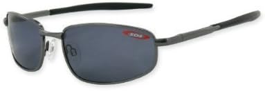 SOS Polar Max Shiny Gunmetal/Black Rubber Temple Pismo Sunglasses w/Smoke Lens