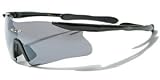 X Loop X30 Sunglasses Wrap Style UV400 Lens for Cycling, Golf, Kayaking and All Active Sports (Black & Smoke)