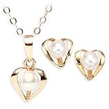 14k Gold, Cultured Freshwater Pearl Earring and Pendant Set