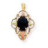 10k Black Hills Gold Onyx with Scrolled Edging Pendant
