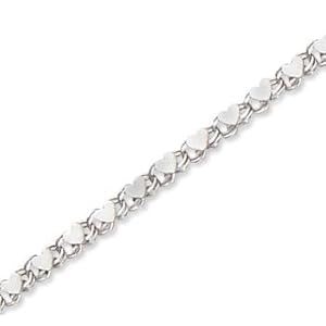14k W Gold Unique Elegant Style Heart Ankle Bracelet by