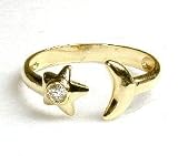 14k Cubic Zirconia CZ Moon & Star Toe Ring