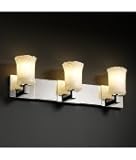 IMAGE OF Justice Design Group GLA-8923-16-GLDC-BLKN Modular Veneto Luce 3 Light Bath Vanity Light in Black Nickel with Gold wClear Rim glass