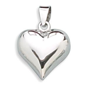 Full of Love Puffed Heart Sterling Silver Childrens Teens Necklace Pendant 18mm - Chain Included
