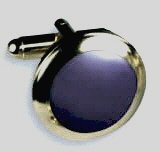 Cufflinks - Round Silver Setting with Purple Stone Center