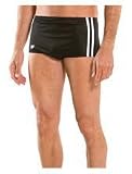 Speedo Men's Nylon Stripe Square Leg Bathing Suit, Black, 40