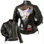 Diamond PlateTM Ladies Rock Design Genuine Buffalo Leather Motorcycle Jacket - Large