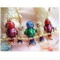 Swarovski Multicolor Crystals Five Birds in Yellow Gold Plated Necklace
